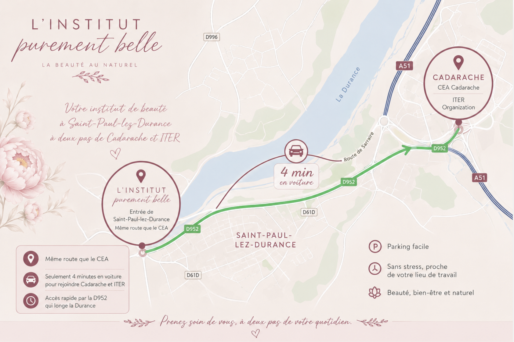 Carte du secteur - Institut Purement Belle, Saint-Paul-lez-Durance
